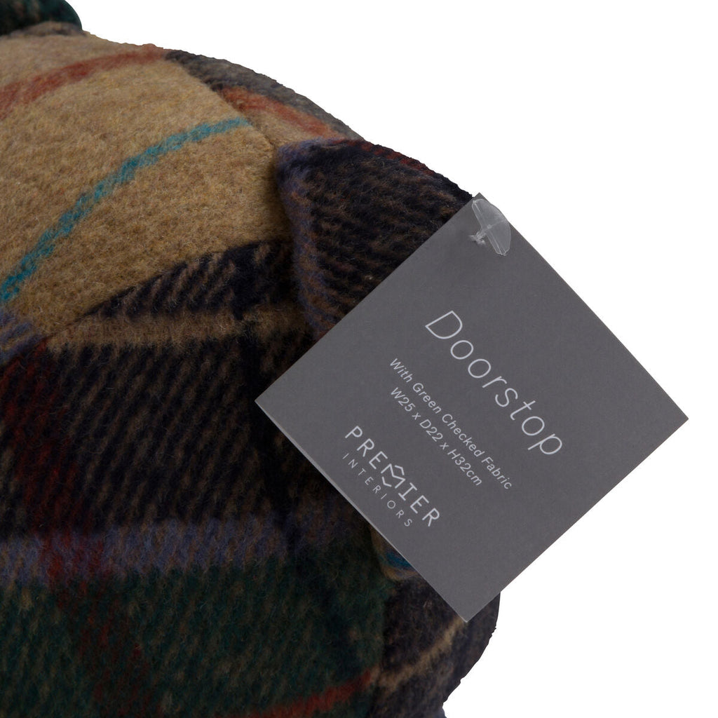 Orsina Heritage Green Tartan Bear Door Stop – Decorative Country Decor