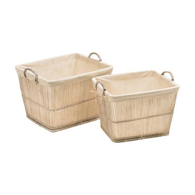 Orsina Ezell White Washed Rattan and Bamboo Storage Baskets – Set of 2