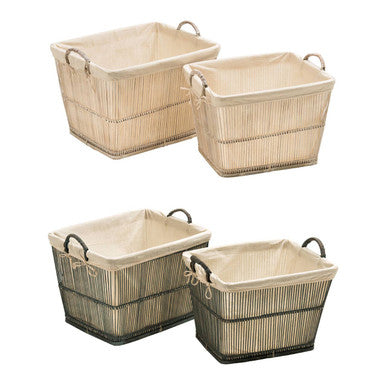 Orsina Ezell White Washed Rattan and Bamboo Storage Baskets – Set of 2