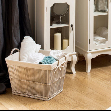 Orsina Ezell White Washed Rattan and Bamboo Storage Baskets – Set of 2