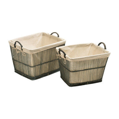 Orsina Ezell Washed Grey Rattan and Bamboo Storage Baskets - Set of 2