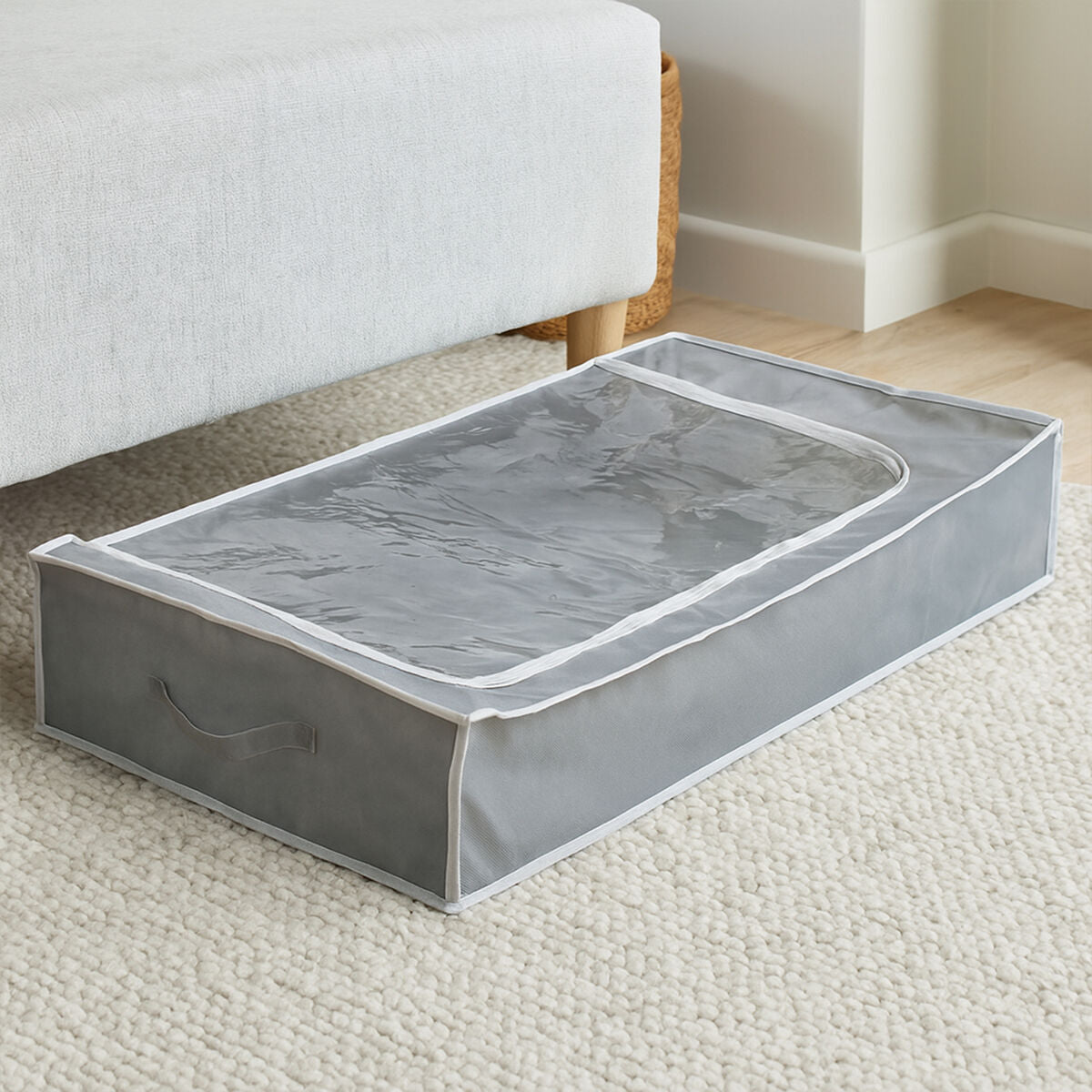 Orsina Tavia Underbed Storage Bag with Window – Grey Fabric Organizer