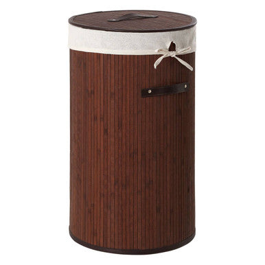 Orsina Round Bamboo Laundry Hamper – Eco-Friendly Storage, Dark Brown