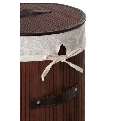 Orsina Round Bamboo Laundry Hamper – Eco-Friendly Storage, Dark Brown