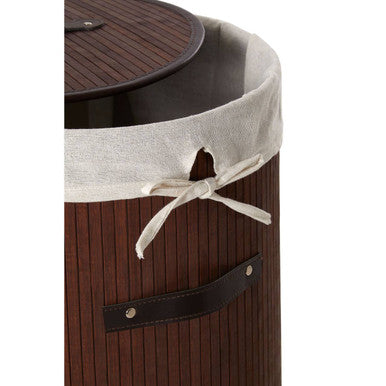 Orsina Round Bamboo Laundry Hamper – Eco-Friendly Storage, Dark Brown