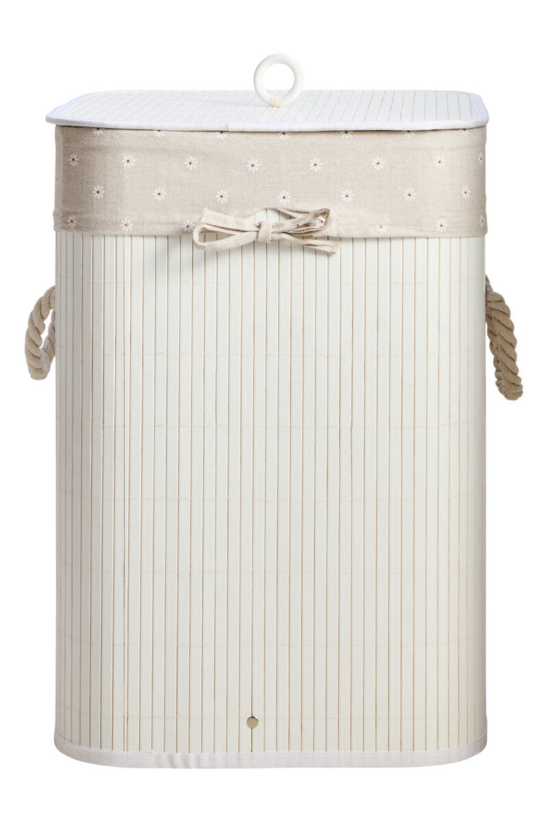 Orsina White Square Laundry Hamper – Modern Eco-Friendly Bamboo Storage