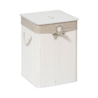 Orsina White Square Laundry Hamper – Modern Eco-Friendly Bamboo Storage