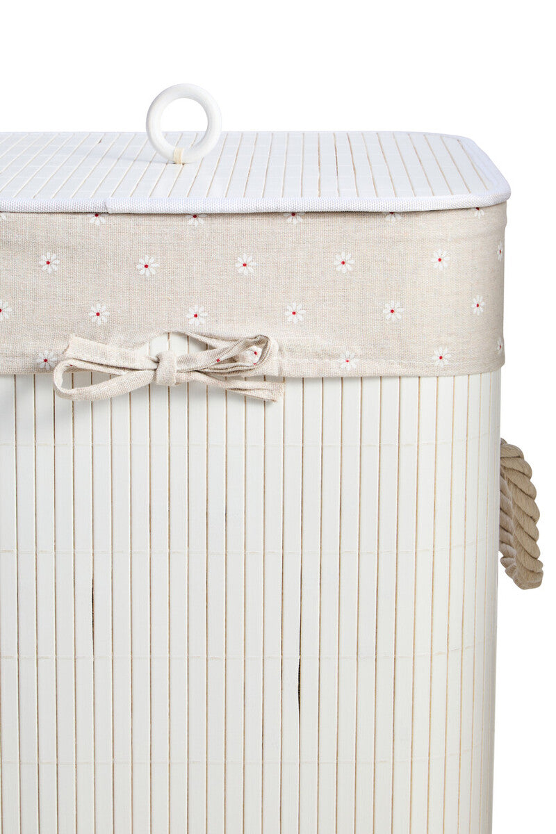 Orsina White Square Laundry Hamper – Modern Eco-Friendly Bamboo Storage