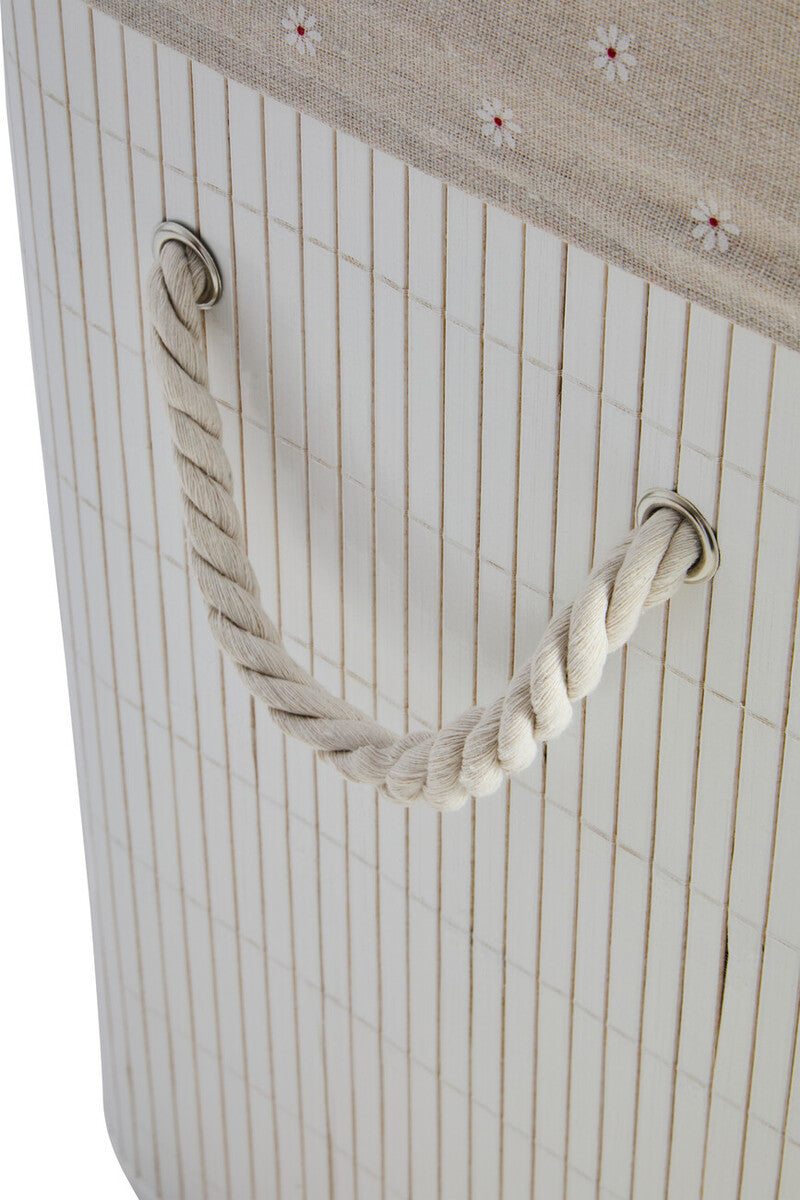 Orsina White Square Laundry Hamper – Modern Eco-Friendly Bamboo Storage