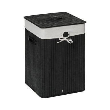Orsina Black Square Laundry Hamper – Durable Bamboo Storage Basket