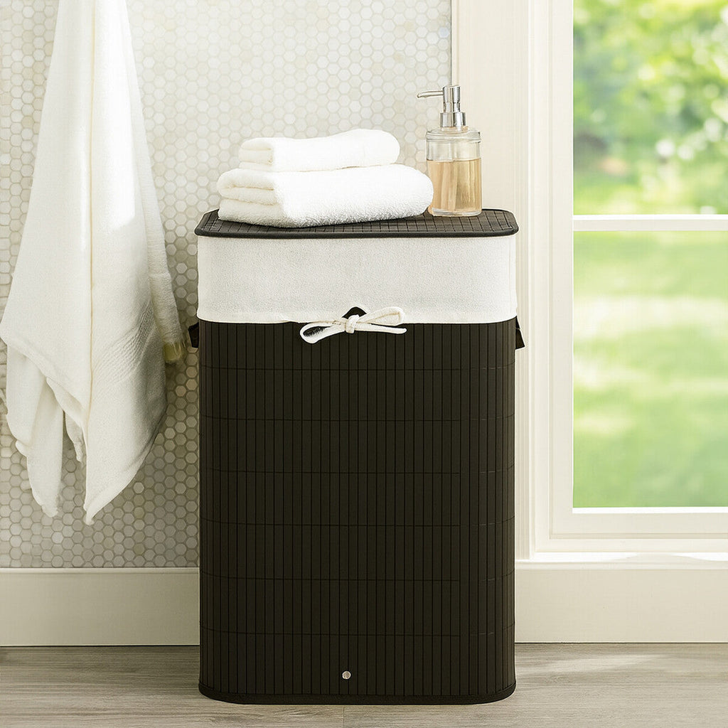 Orsina Black Square Laundry Hamper – Durable Bamboo Storage Basket
