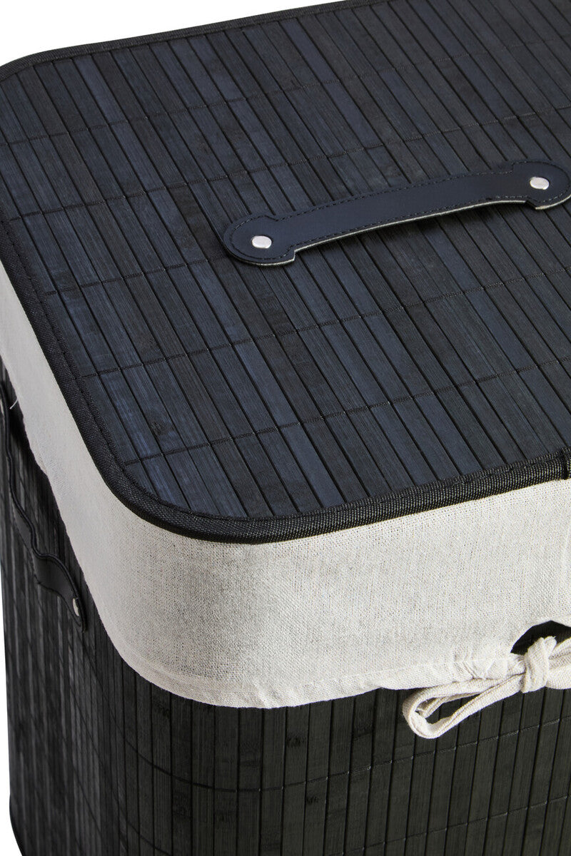 Orsina Black Square Laundry Hamper – Durable Bamboo Storage Basket