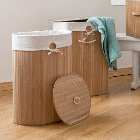 Orsina Natural Oval Laundry Hamper – Premium Bamboo Storage Basket