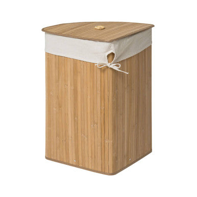 Orsina Natural Bamboo Corner Laundry Hamper with Removable Liner