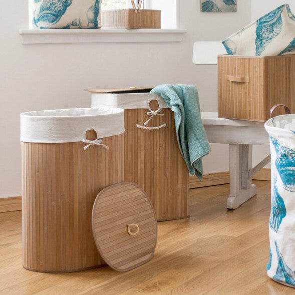 Orsina Natural Bamboo Corner Laundry Hamper with Removable Liner