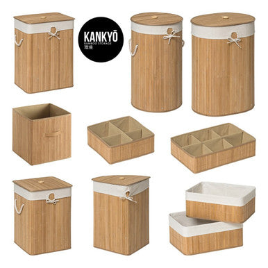 Orsina Natural Bamboo Corner Laundry Hamper with Removable Liner