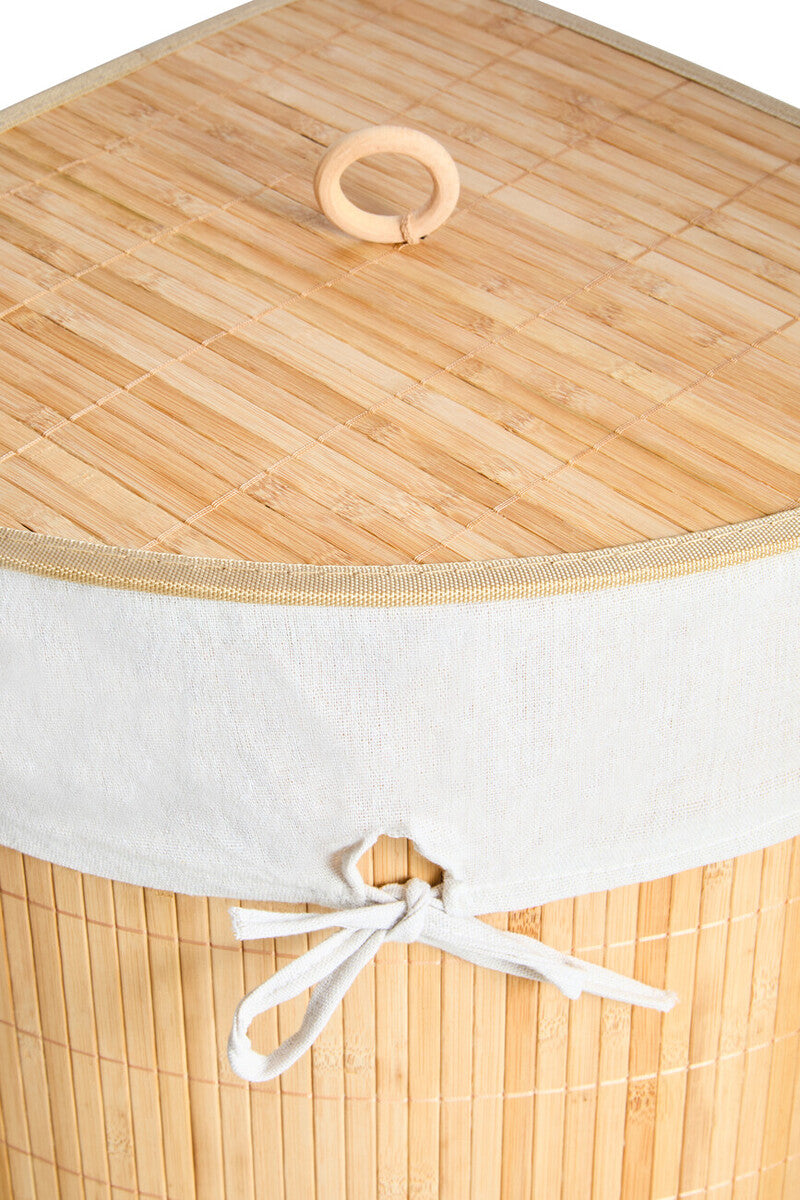Orsina Natural Bamboo Corner Laundry Hamper with Removable Liner