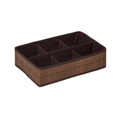 Orsina 6-Section Bamboo Storage Box – Dark Brown Home Organizer