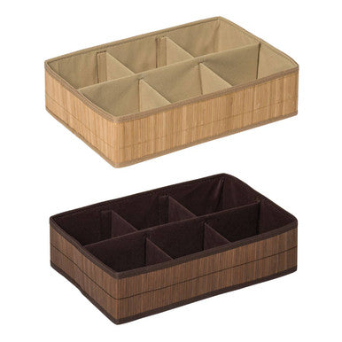 Orsina 6-Section Bamboo Storage Box – Dark Brown Home Organizer