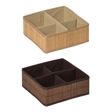 Orsina 4-Section Bamboo Storage Box – Dark Brown Minimalist Organizer