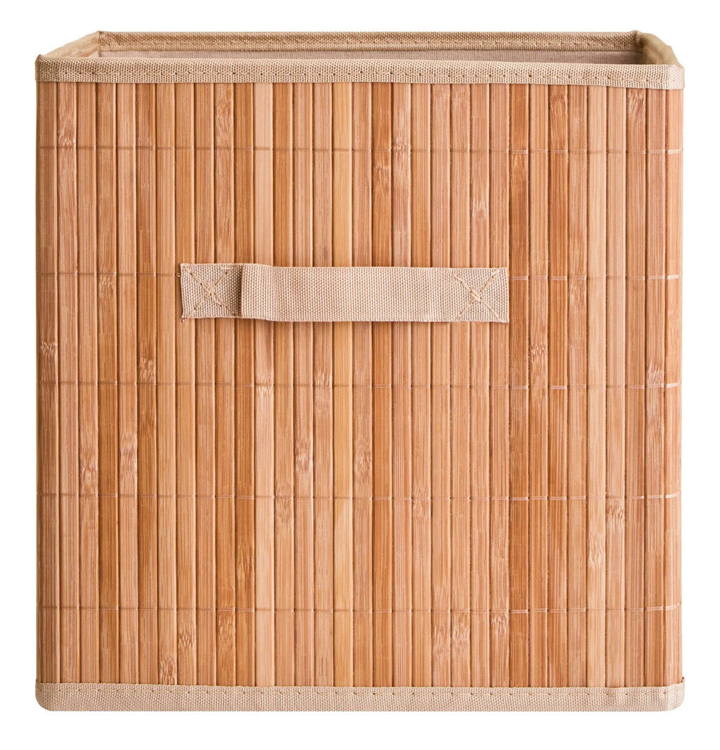 Orsina Bamboo Storage Box with Handles and Removable Fabric Liner
