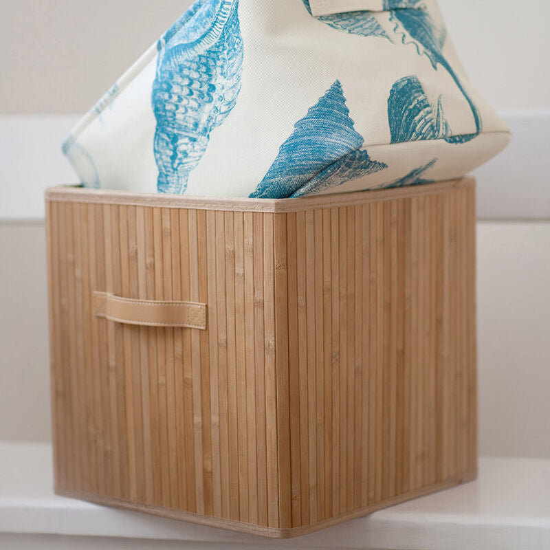 Orsina Bamboo Storage Box with Handles and Removable Fabric Liner
