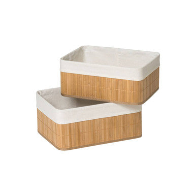 Orsina Natural Bamboo Storage Boxes – Set of 2 Minimalist Organizers