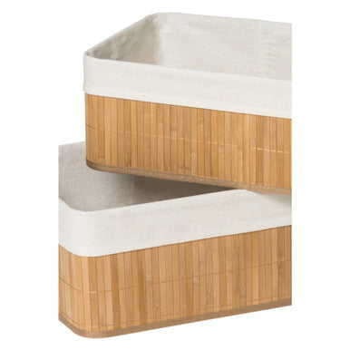 Orsina Natural Bamboo Storage Boxes – Set of 2 Minimalist Organizers