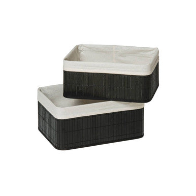Orsina Black Bamboo Storage Boxes – Set of 2 Modern Home Organisers