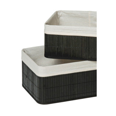 Orsina Black Bamboo Storage Boxes – Set of 2 Modern Home Organisers