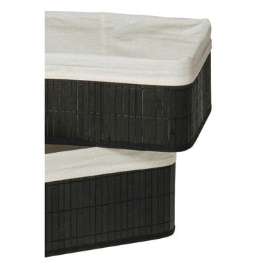 Orsina Black Bamboo Storage Boxes – Set of 2 Modern Home Organisers