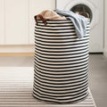 Orsina Striped Laundry Bag – Black and Natural Minimalist Storage