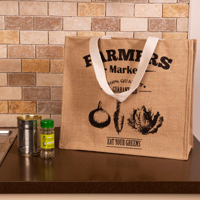 Orsina Farmers Market Jute Shopping Bag – Large Reusable Tote Bag