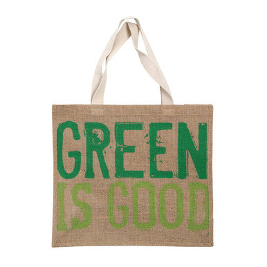 Orsina Jute Shopping Bag – Jade Green Reusable Grocery Tote Bag