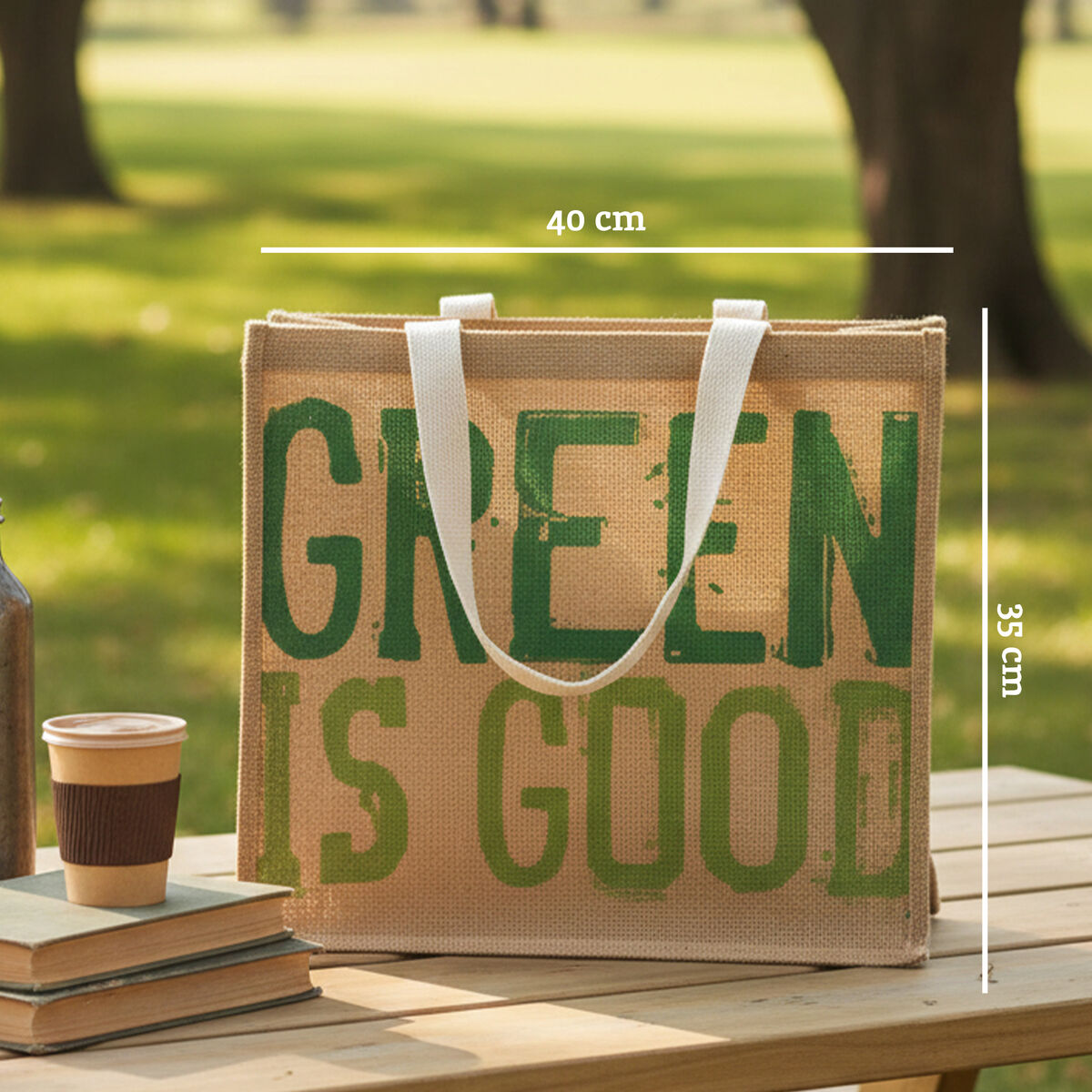 Orsina Jute Shopping Bag – Jade Green Reusable Grocery Tote Bag
