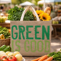 Orsina Jute Shopping Bag – Jade Green Reusable Grocery Tote Bag