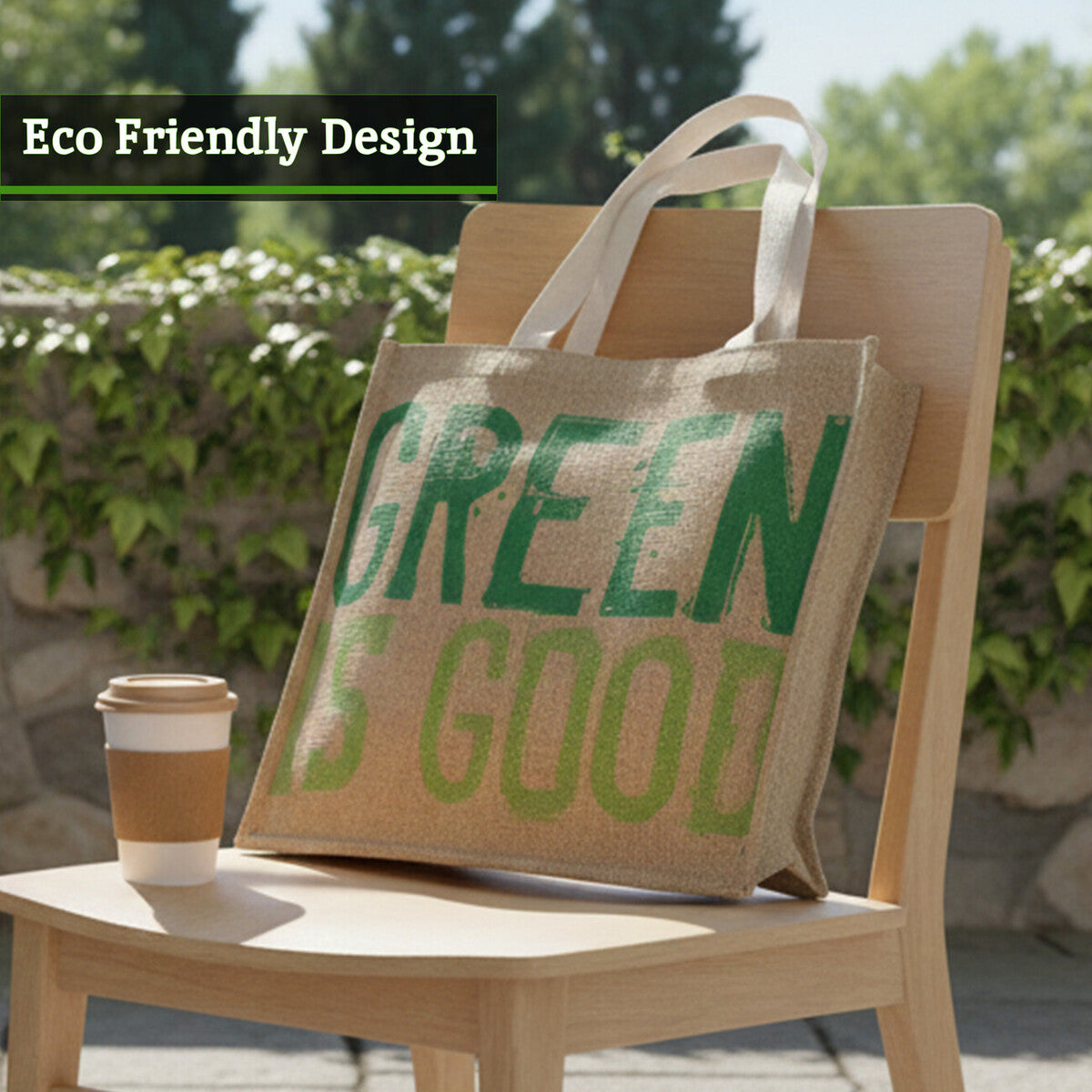 Orsina Jute Shopping Bag – Jade Green Reusable Grocery Tote Bag