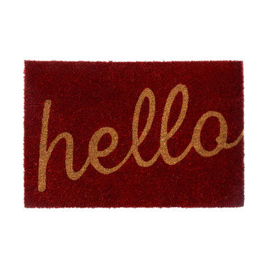 Orsina Red Hello Coir Doormat – Eco-Friendly Indoor Outdoor Entrance Mat