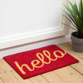 Orsina Red Hello Coir Doormat – Eco-Friendly Indoor Outdoor Entrance Mat