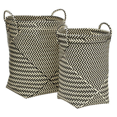 Orsina Woven Storage Baskets – Set of 2 Black & White Zigzag Baskets