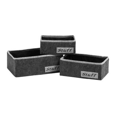 Orsina Set of 3 Rectangular Storage Boxes – Durable Stackable Organizers