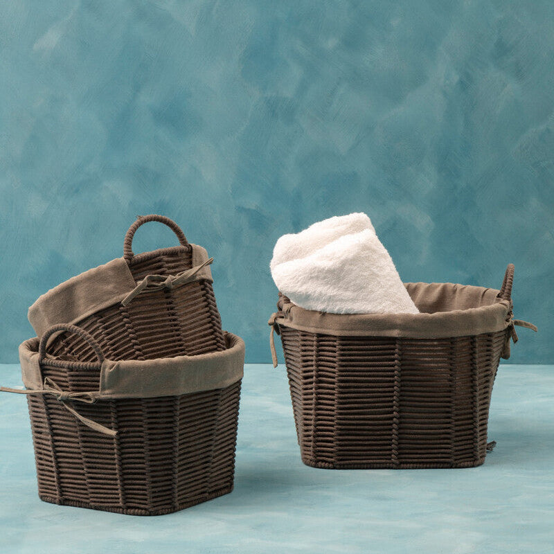 Orsina Lida Grey Round Cotton Rope Storage Baskets - Set of 3