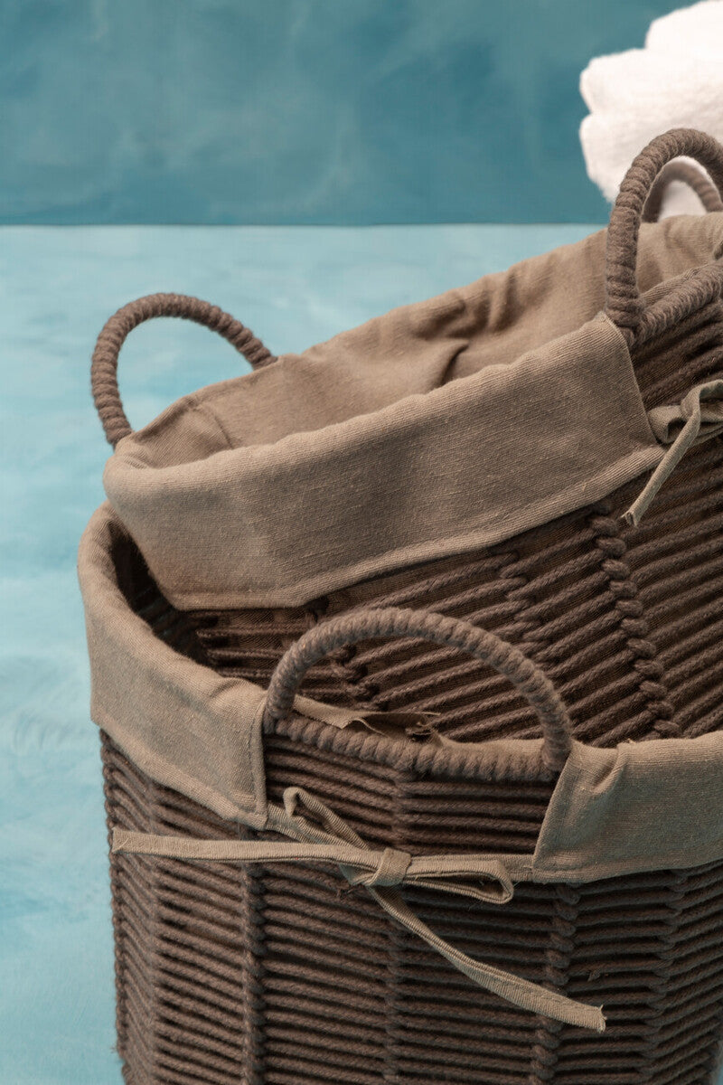Orsina Lida Grey Round Cotton Rope Storage Baskets - Set of 3