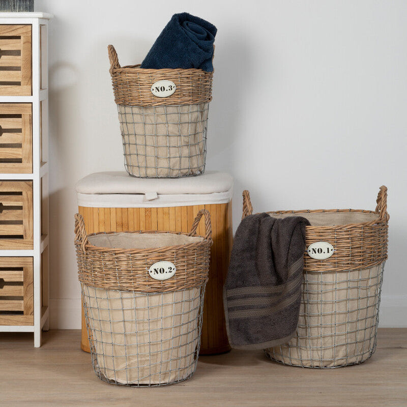 Orsina Lida Round Laundry Baskets – Set of 3 Home Storage Hampers