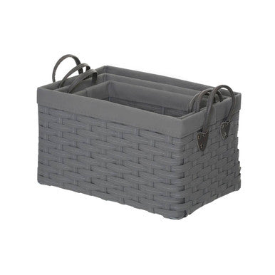 Orsina Lida Grey Lattice Woven Storage Baskets - Set of 3 Rectangular