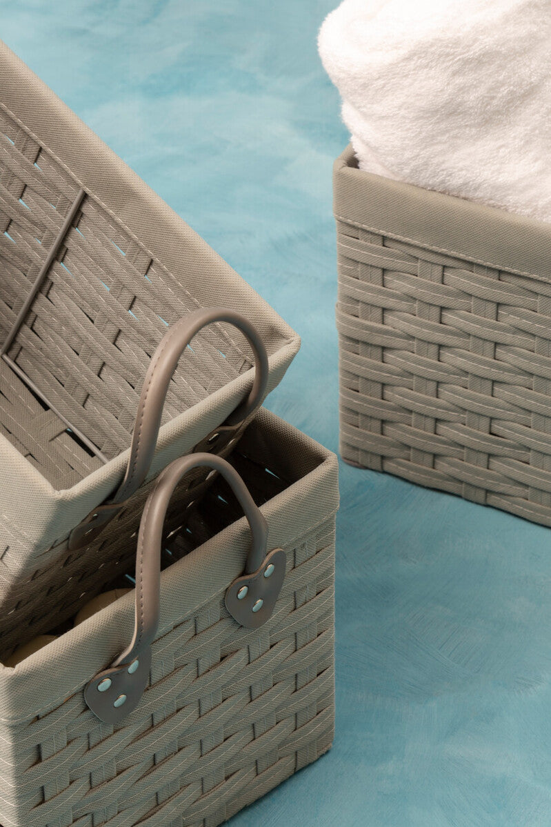 Orsina Lida Grey Lattice Woven Storage Baskets - Set of 3 Rectangular