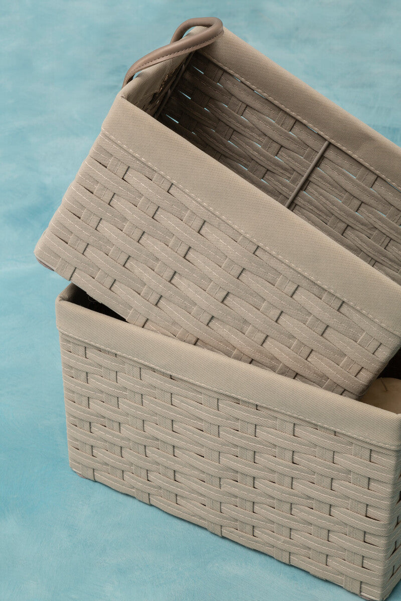 Orsina Lida Grey Lattice Woven Storage Baskets - Set of 3 Rectangular