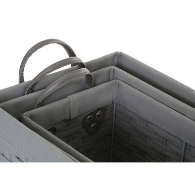 Orsina Lida Grey Lattice Woven Storage Baskets - Set of 3 Rectangular