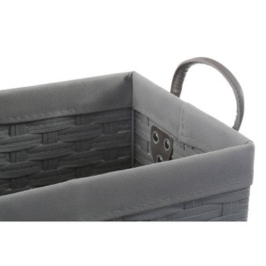 Orsina Lida Grey Lattice Woven Storage Baskets - Set of 3 Rectangular