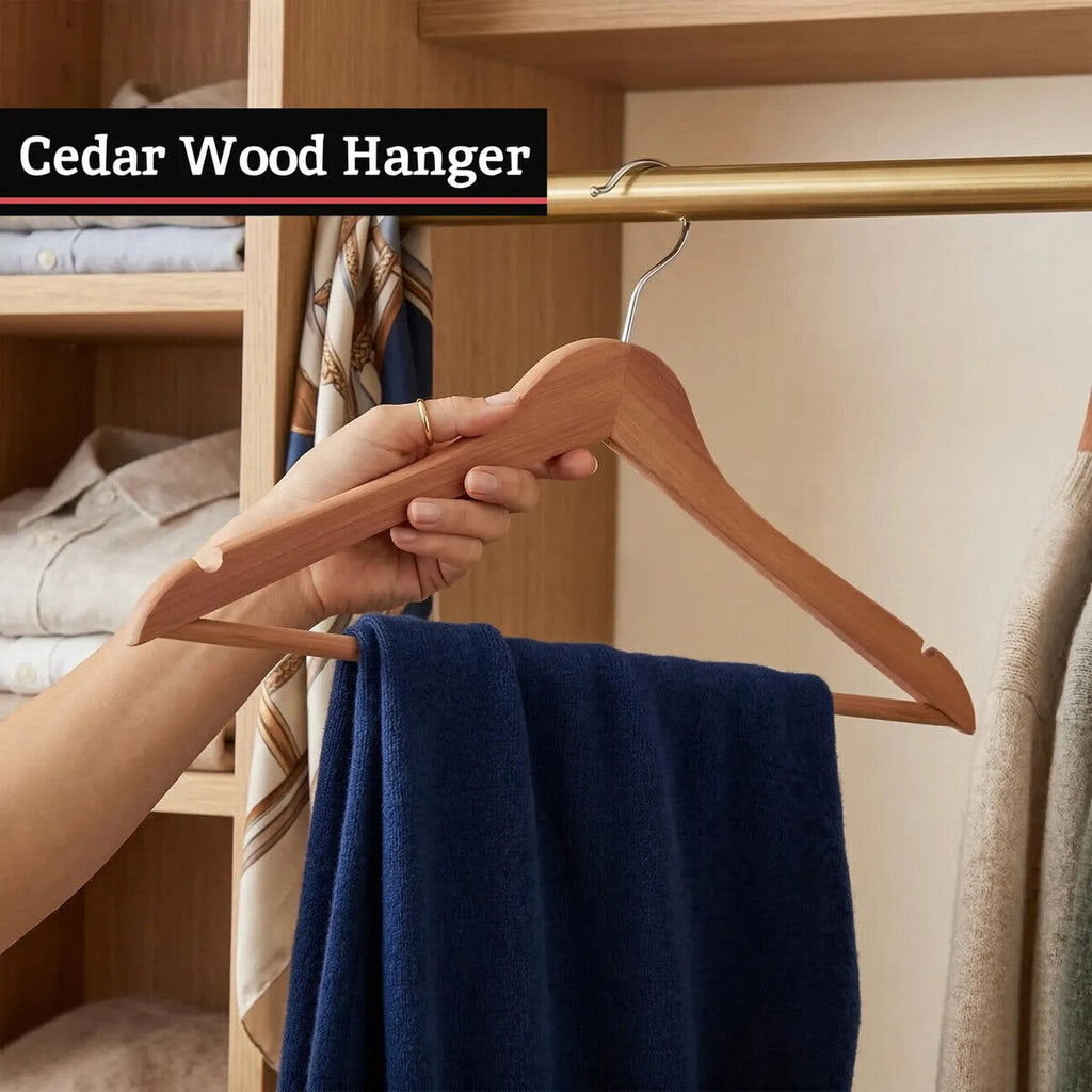 Orsina Cedar Wood Clothes Hanger with Notches – Luxury Garment Care